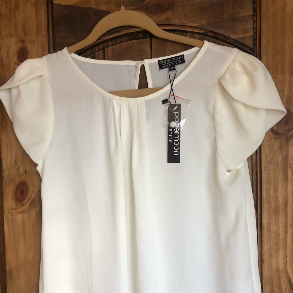 3 for $18!! Cream Shell with Tulip Sleeves